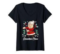 Mujer La Abuela Claus Santa Claus Navidad Camiseta Cuello V