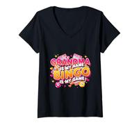 Mujer La Abuela es mi Nombre Bingo es mi Juego Jugador Divertido Mujeres Camiseta Cuello V