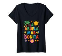 Mujer La Abuela Más Bonita Colorido Diseño Español Camiseta Cuello V