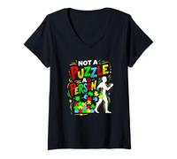 Mujer La aceptación del Autismo no es un Rompecabezas Neurodiversidad Autista Camiseta Cuello V
