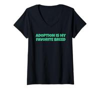 Mujer La adopción es mi Raza Favorita Camiseta Cuello V
