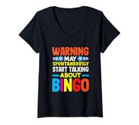 Mujer La advertencia de bingo puede comenzar a hablar sobre el jugador de bingo Camiseta Cuello V