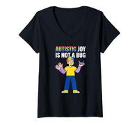 Mujer La alegría Autista no es Conciencia Neurodive Autismo Mes del Orgullo Camiseta Cuello V