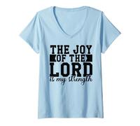 Mujer La alegría del Señor es mi Fuerza Cristianos Hombres y Mujeres Camiseta Cuello V