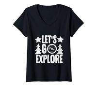 Mujer La aventura te espera, vamos a explorar Camiseta Cuello V