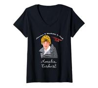 Mujer La Aventura Vale la pena en sí Misma A.Melia Earhart Day Camiseta Cuello V