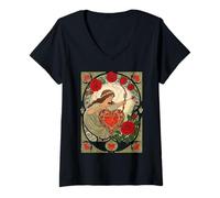 Mujer La Belleza y la Herida Vintage Art Nouveau Romance Camiseta Cuello V
