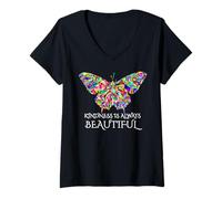 Mujer La bondad es Siempre Hermosa Mariposa Camiseta Cuello V