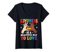 Mujer La bondad es una Hermosa Manera de amar el Orgullo Gay LGBTQ Rainbow Camiseta Cuello V