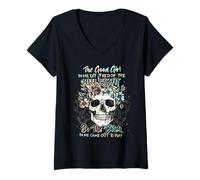 Mujer La buena chica en mí se cansó de la mierda Así que la B!tch Camiseta Cuello V