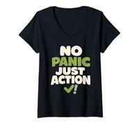 Mujer La Calma supera el pánico Preparación Estilo de Vida Preparación para emergencias Camiseta Cuello V
