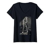 Mujer La Cantante de la Escuela Alice Cooper en Vivo por Dick Barnatt Camiseta Cuello V