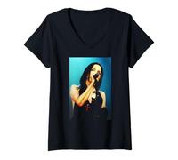 Mujer La Cantante Principal de Corrs Andrea Corr en Blue Tour 2001 Camiseta Cuello V