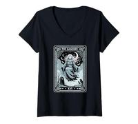 Mujer La carta del tarot Banshee Espíritu celta de la muerte y la advertencia Camiseta Cuello V