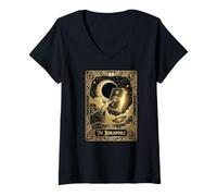 Mujer La Carta del Tarot bibliófilo Amante de los Libros celestiales estéticos Camiseta Cuello V