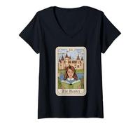 Mujer La carta del tarot del lector para lectores y amantes de los libros Camiseta Cuello V