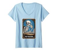 Mujer La Carta del Tarot del Profesor enseñando el Regreso a la Escuela Profesor Divertido Camiseta Cuello V