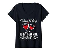 Mujer La cata de vinos es mi deporte favorito Bodega de vino Corcho Camiseta Cuello V