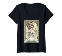 Mujer La celebración del 28 cumpleaños Tarot Tarjeta Esqueleto Mujer Camiseta Cuello V