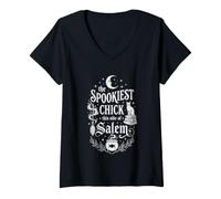 Mujer La Chica más Espeluznante de Este Lado de Salem - Witchcraft Fun Women Camiseta Cuello V