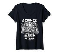 Mujer La Ciencia es como Magia Pero un diseño de curiosidad Real Camiseta Cuello V