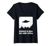 Mujer La Ciencia es Real y también lo Son los ovnis - Funny Halloween Aliens OVNI Camiseta Cuello V