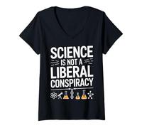 Mujer La ciencia no es una conspiración liberal Cita divertida Camiseta Cuello V
