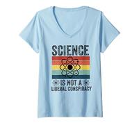Mujer La Ciencia no es una conspiración Liberal Político Retro Vintage Camiseta Cuello V