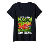 Mujer La Comida es mi pasión La nutrición es mi Ciencia Camiseta Cuello V