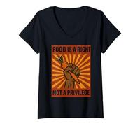 Mujer La Comida es un Derecho, no un privilegio Conciencia de los Derechos Humanos Camiseta Cuello V