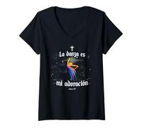 Mujer La Danza es Mi Adoracion Culto Danza Cristiana Salmos 150 Camiseta Cuello V