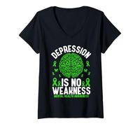 Mujer La depresión no es una Debilidad Conciencia sobre la Salud Mental Camiseta Cuello V