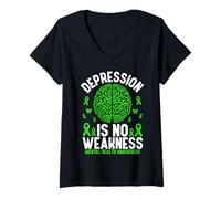 Mujer La depresión no es una debilidad Conciencia sobre la salud mental Camiseta Cuello V
