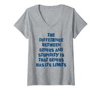 Mujer La diferencia entre genio y estupidez, el genio tiene límites Camiseta Cuello V