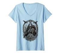 Mujer La Diosa Celta del Cuervo de Morrigan Mitología Irlandesa Cuervo Cool Camiseta Cuello V