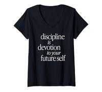 Mujer La disciplina es devoción Camiseta Cuello V