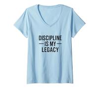 Mujer La disciplina es mi legado. Declaración de fuerza veterana. Camiseta Cuello V