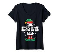 Mujer La Divertida Familia navideña de The Hospice Nurse Elf Camiseta Cuello V