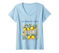 Mujer La Dolce Vita Ciao Italia Limones Costa Amalfi Gráfico Camiseta Cuello V