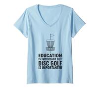 Mujer La educación es Importante, Pero el Golf de Disco es Importante Camiseta Cuello V