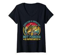 Mujer La educación es Importante, Pero la Pesca es Importante Camiseta Cuello V