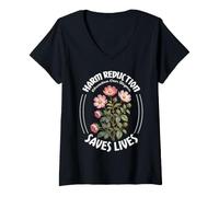 Mujer La educación sobre el estigma Salva Vidas en el Mes de concientización sobre Sobredosis Camiseta Cuello V