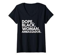 Mujer La embajadora de la Mujer Negra empoderó el Mes de la Historia Negra Camiseta Cuello V