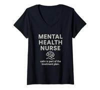 Mujer La enfermera de salud mental calma es parte del terapeuta del plan Camiseta Cuello V