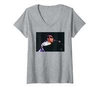 Mujer La era de los Personajes Libres de Stevie Wonder 1989 Camiseta Cuello V