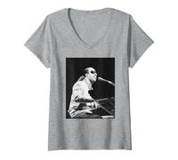 Mujer La era de los Personajes Vivos de Stevie Wonder 1989 Camiseta Cuello V