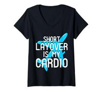 Mujer La Escala Corta es mi Viajero frecuente Divertido Cardio Camiseta Cuello V