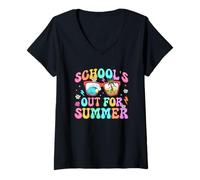 Mujer La escuela está fuera de vacaciones de verano Camiseta Cuello V
