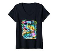 Mujer La Escuela Retro de Vacaciones de Verano está Fuera de la Escuela sarcástica gráfica Camiseta Cuello V