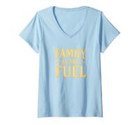 Mujer La familia vintage es mi combustible. Retro, Crianza, Poder. Camiseta Cuello V
